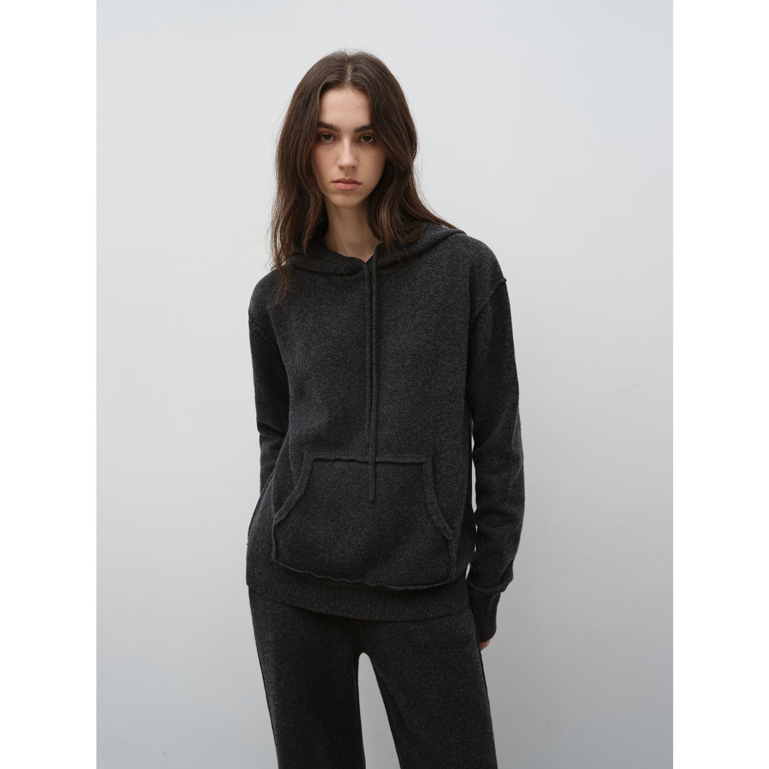 "Relaxed Encounter" Stylish Casual Sports Wool Knit Hoodie and Straight-Leg Leisure Pants Set-11