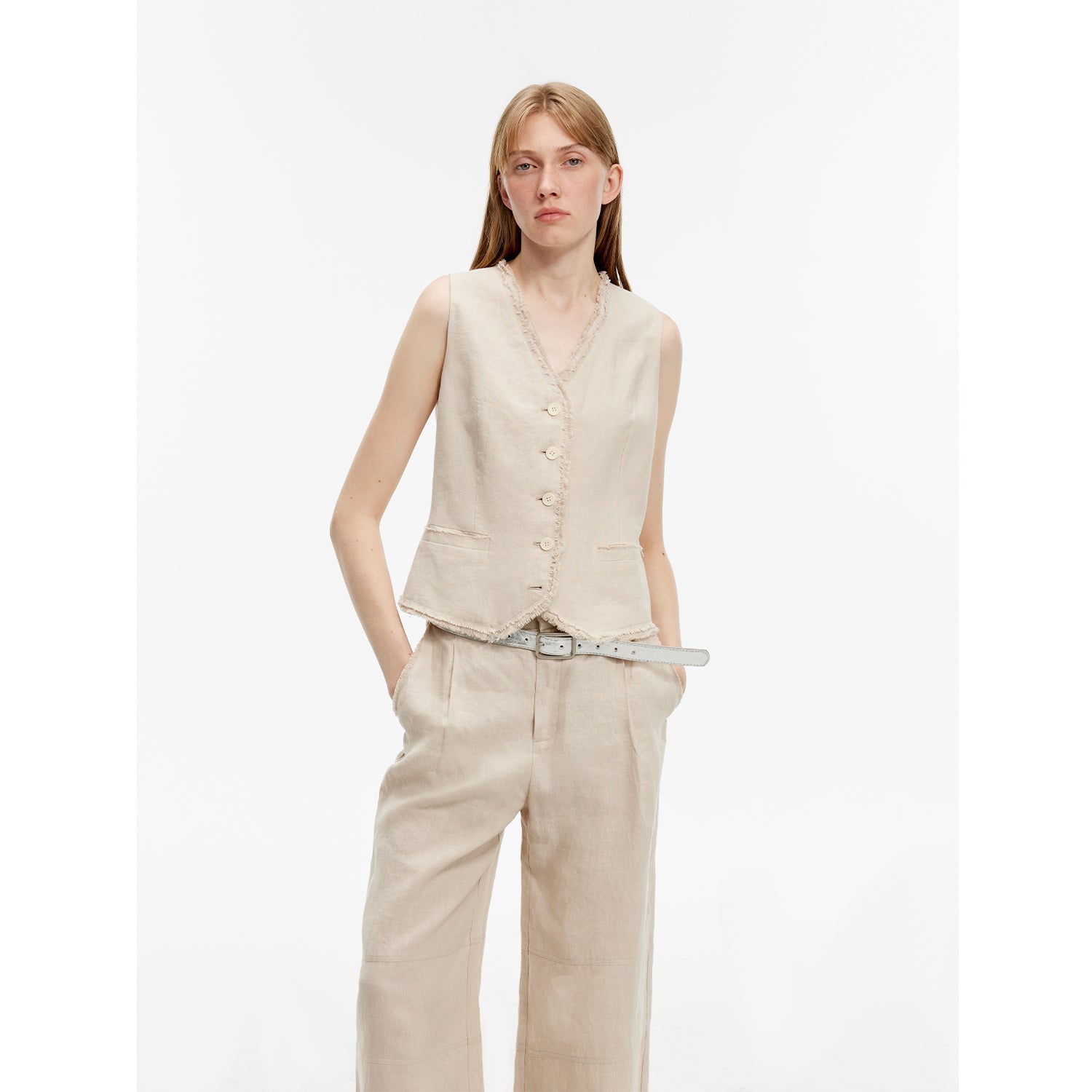 "Diary of an Old Friend" Customized Breathable Ramie Oversize Suit Vest Set-10