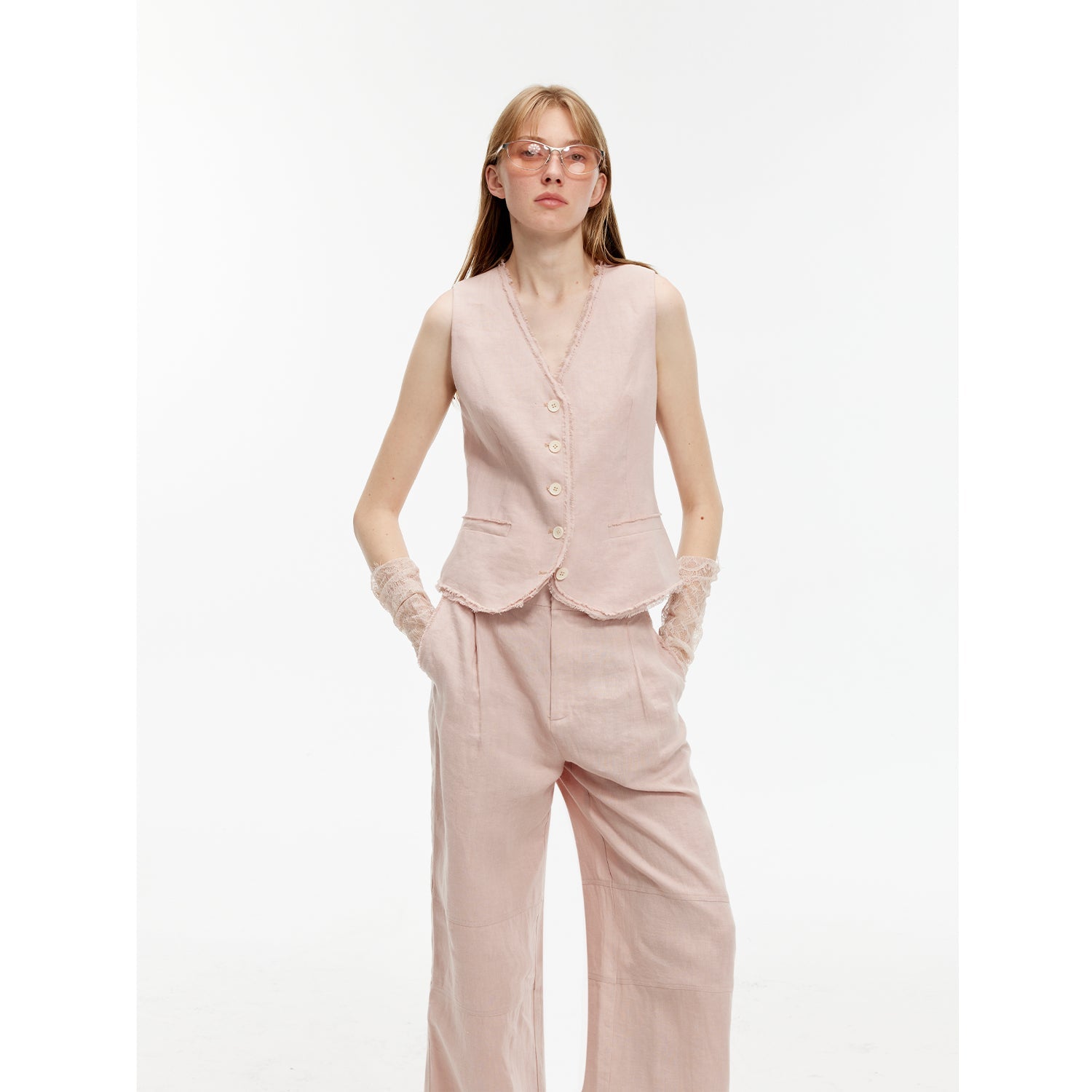 "Diary of an Old Friend" Customized Breathable Ramie Oversize Suit Vest Set-4