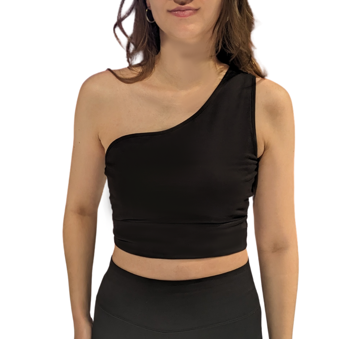 Black Asymmetrical Top Bra Crop 2"-1